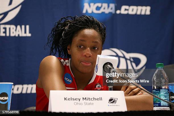 Ohio State's Kelsey Mitchell during the postgame press conference. The University of North Carolina Tar Heels hosted the Ohio State University...