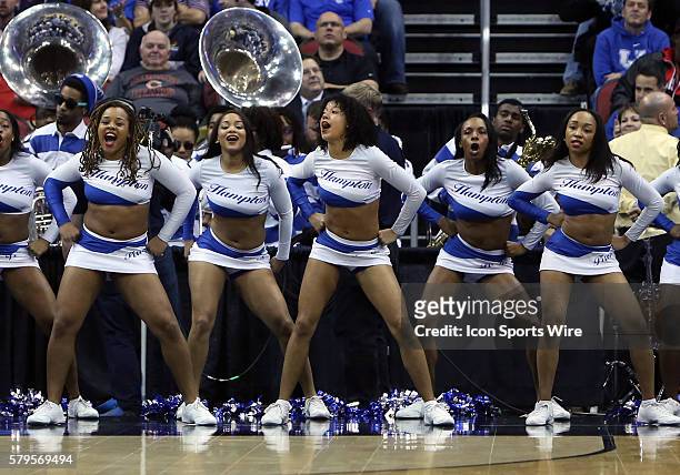 Hampton Pirates cheerleaders during a second-round NCAA Tournament game between the Hampton University Pirates and the University of Kentucky...