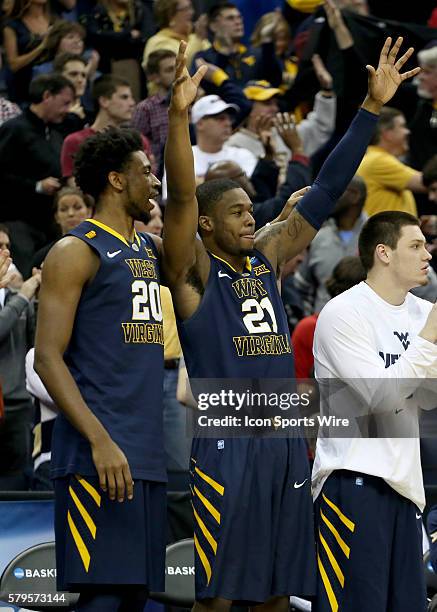 March 22, 2015; West Virginia Mountaineers forward Brandon Watkins and forward BillyDee Williams during the game between the West Virginia...