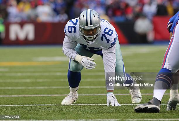 Dallas Cowboys defensive end Greg Hardy in action during a NFL game between the Dallas Cowboys and Buffalo Bills at Ralph Wilson Stadium in Orchard...