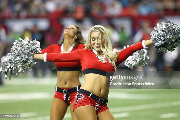 Atlanta Falcons cheerleaders perform during the NFL game between the Carolina Panthers and the Atlanta Falcons. Atlanta upsets Carolina 20-13 at the...