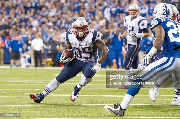 New England Patriots running back Jonas Gray cuts back during a football game between the Indianapolis Colts and New England Patriots at Lucas Oil...