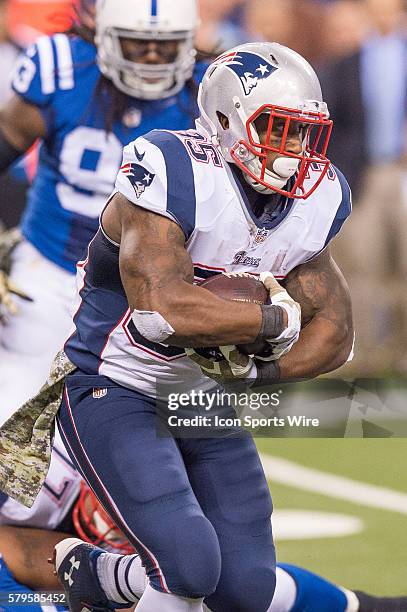 New England Patriots running back Jonas Gray runs to the outside during a football game between the Indianapolis Colts and New England Patriots at...