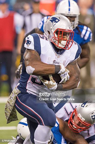 New England Patriots running back Jonas Gray runs to the outside during a football game between the Indianapolis Colts and New England Patriots at...