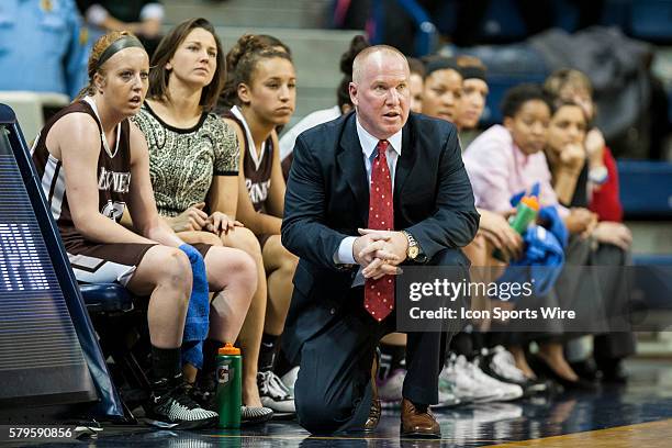 St. Bonaventure Bonnies head coach Jim Crowley watches the action on the court during a non-conference regular season game between the St....