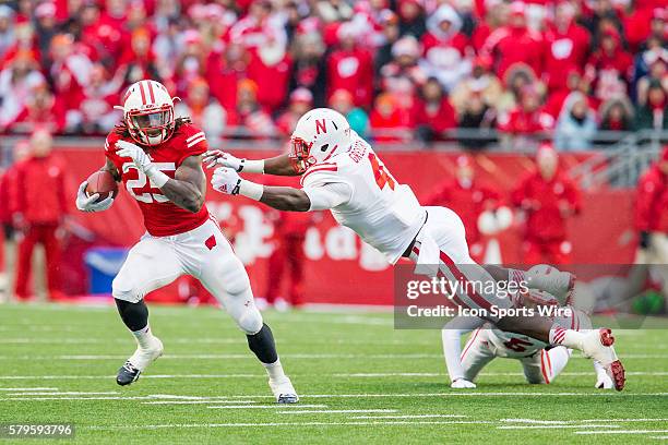 Wisconsin Badgers running back Melvin Gordon in action as the Wisconsin Badgers defeated the Nebraska Cornhuskers at a snowy Camp Randall Stadium in...