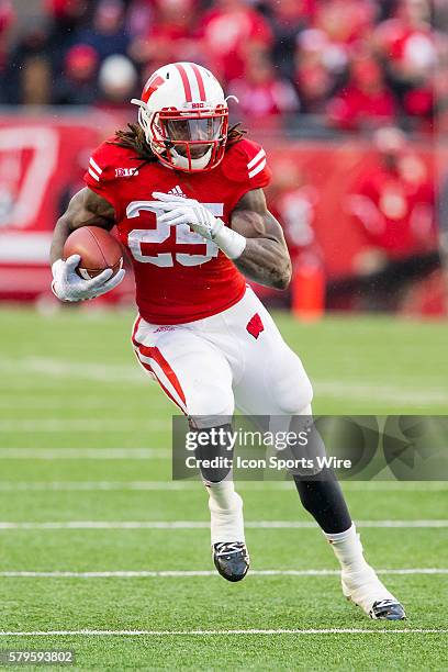 Wisconsin Badgers running back Melvin Gordon in action as the Wisconsin Badgers defeated the Nebraska Cornhuskers at a snowy Camp Randall Stadium in...