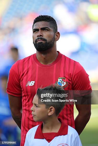 Panama midfielder Gabriel Gomez . The Men's National Team of Honduras and the Men's National Team of Panama drew 1-1 in a CONCACAF Gold Cup group...