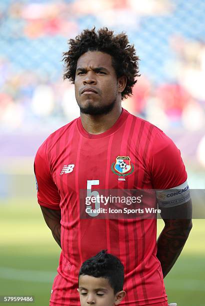 Panama defender Roman Torres . The Men's National Team of Honduras and the Men's National Team of Panama drew 1-1 in a CONCACAF Gold Cup group stage...