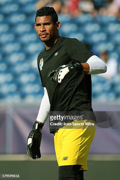 Panama goalkeeper Jose Calderon . The Men's National Team of Honduras and the Men's National Team of Panama drew 1-1 in a CONCACAF Gold Cup group...