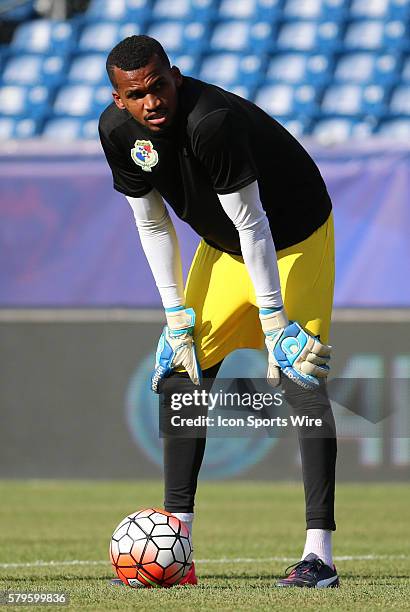 Panama goalkeeper Luis Mejia . The Men's National Team of Honduras and the Men's National Team of Panama drew 1-1 in a CONCACAF Gold Cup group stage...