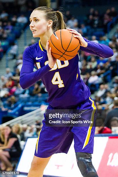 S Guard/Forward Anne Pedersen during the Women's Hall of Fame Classic featuring the LSU Lady Tigers and the UConn Huskies at the XL Center in...