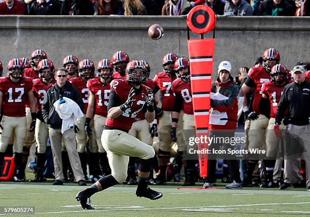 Harvard's Anthony Firkser makes a reception. The Harvard Crimson defeated the Yale Bulldogs 31-24 in the 131st edition of The Game at Harvard Stadium...