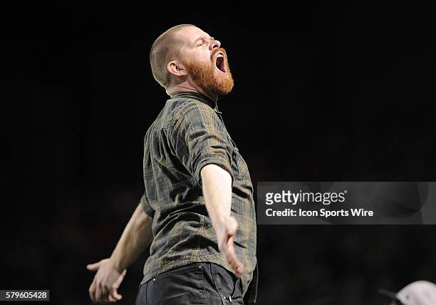 April 04, 2015 - A member of the Timbers Army leads the crowd during a Major League Soccer game between the Portland Timbers and FC Dallas at...
