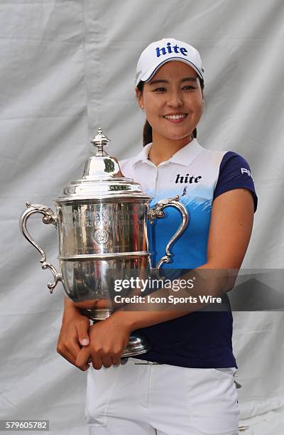 In Gee Chun with the Harton S. Semple Trophy after winning the 70th U.S. Women's Open at Lancaster Country Club in Lancaster, PA.