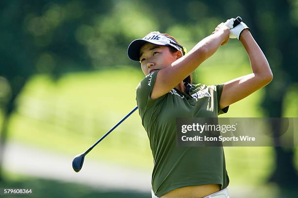 Ilhee Lee hits her tee shot from the 6th tee during the second round of the 2015 U.S. Women's Open at Lancaster Country Club in Lancaster, PA.