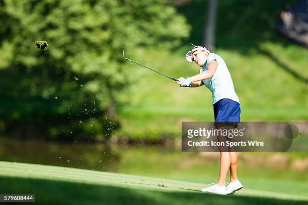 Lexi Thompson hits from the 3rd fairway during the second round of the 2015 U.S. Women's Open at Lancaster Country Club in Lancaster, PA.