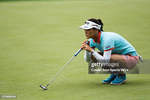 So Yeon Ryu lines up a putt on the 7th green during the first round of the 2015 U.S. Women's Open at Lancaster Country Club in Lancaster, PA.