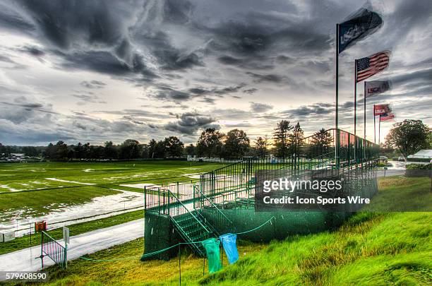 Shot HDR image shot heavy rains flood the practice range late Thursday afternoon during the first round of the 2015 U.S. Women's Open at Lancaster...