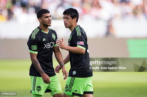 November 23, 2014 - Seattle Sounders FC defender Deindre Yedlin reacts during the Western Conference Finals game between Seattle Sounders FC and Los...