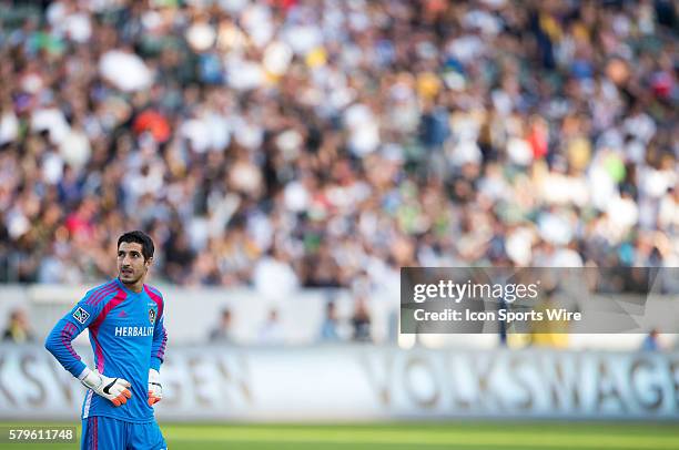 November 23, 2014 - Los Angeles Galaxy goalkeeper Jaime Penedo looks at the clock during the Western Conference Finals game between Seattle Sounders...