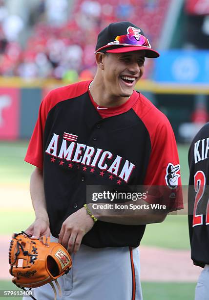 Baltimore Oriole Manny Machado at the MLB All Star Workout Day at Great American Ballpark in Cincinnati, Ohio.