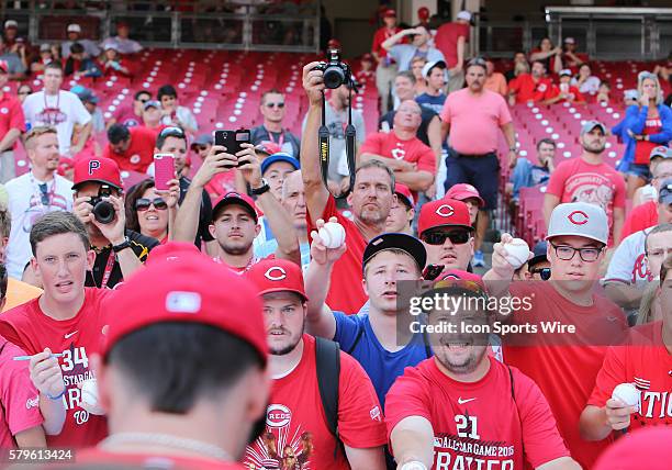 Fans at the MLB All Star Workout Day at Great American Ballpark in Cincinnati, Ohio.