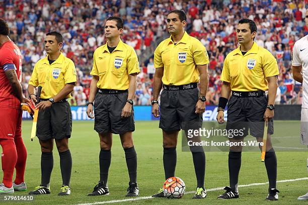 Match officials. From left: Assistant Referee Alberto Morin , Fourth Official Henry Bejarano , Referee Roberto Garcia , Assistant Referee Leonel Leal...