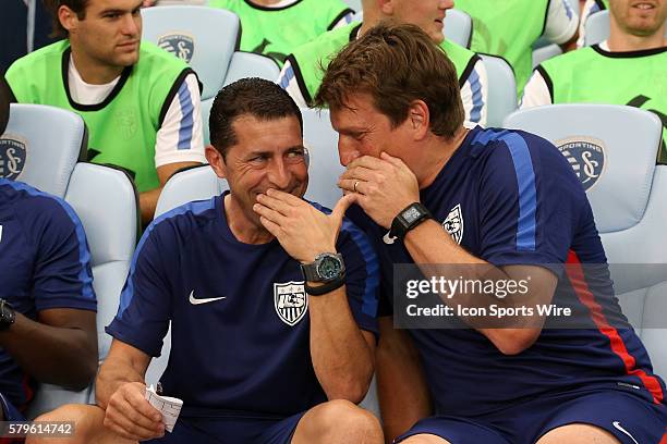 Assistant coaches Tab Ramos and Andreas Herzog . The United States Men's National Team played the Panama Men's National Team at Sporting Park in...