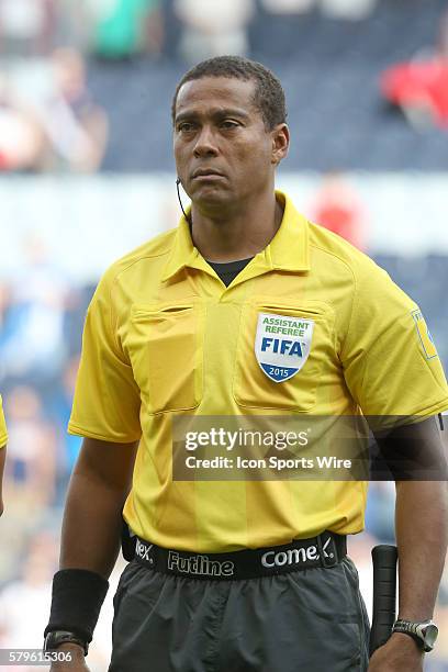 Assistant Referee Ricardo Morgan . The Haiti Men's National Team played the Honduras Men's National Team at Sporting Park in Kansas City, Kansas in a...