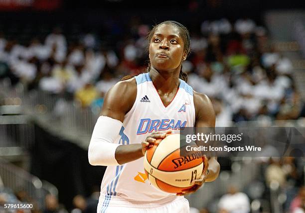 Atlanta's Matee Ajavon in Atlanta Dream 85-75 loss to the Tulsa Shock at Philips Arena in Atlanta, GA.