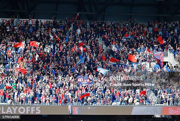 The Revolution supporters go crazy after the first goal. The New England Revolution defeated the New York Red Bulls 2-1 in the first leg of the...