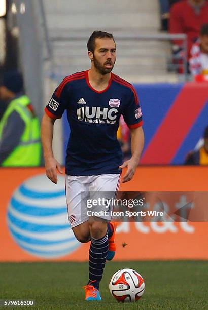 New England Revolution's AJ Soares carries the ball. The New England Revolution defeated the New York Red Bulls 2-1 in the first leg of the Eastern...