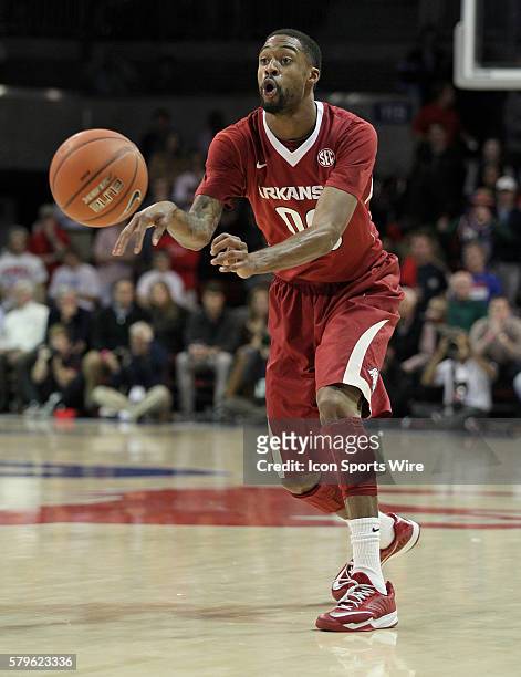 Arkansas Razorback guard Rashad Madden during the college basketball game between the SMU Mustangs and the Arkansas Razorbacks at Moody Coliseum in...