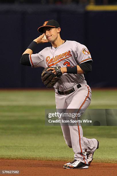 Baltimore Orioles third baseman Ryan Flaherty in action during the regular season Major League Baseball game between the Baltimore Orioles and Tampa...