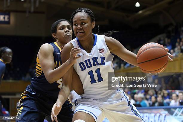 Duke's Azura Stevens and Marquette's Arlesia Morse . The Duke University Blue Devils hosted the Marquette University Golden Eagles at Cameron Indoor...