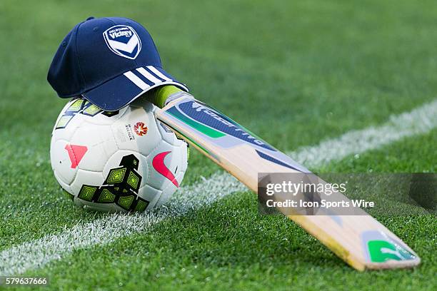 Cricket bat is placed in the middle of the field in respect of Australian cricketer Phil Hughes who tragically died whilst playing cricket during the...