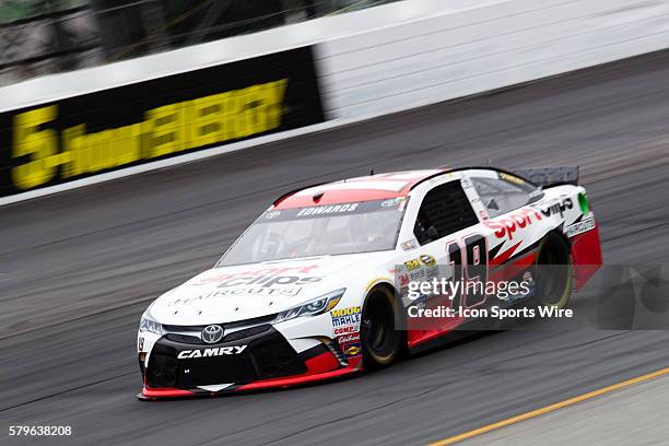 The Sport Clips Toyota, driven by Carl Edwards makes it's way through turn 2 during Saturday's practice for the 5-hour ENERGY 301 at New Hampshire...