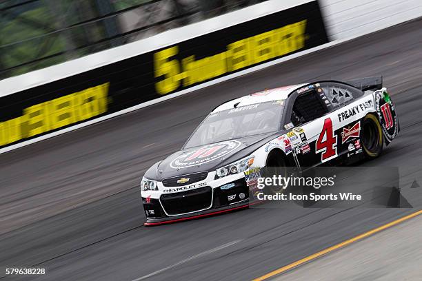 The Jimmy John's/Budweiser Chevy, driven by Kevin Harvick makes it's way through turn 2 during Saturday's practice for the 5-hour ENERGY 301 at New...