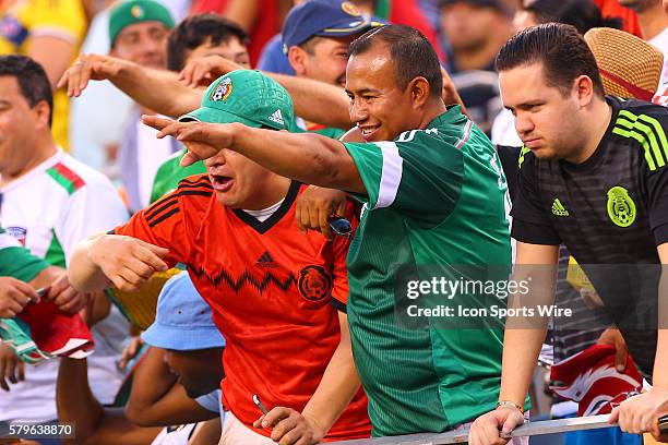 Fans during the second half of the CONCACAF Gold Cup quarterfinal game between the Mexico and the Costa Rica played at MetLife Stadium in East...