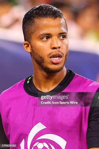 Mexico midfielder Giovani Dos Santos warms up during the second half of the CONCACAF Gold Cup quarterfinal game between the Mexico and the Costa Rica...