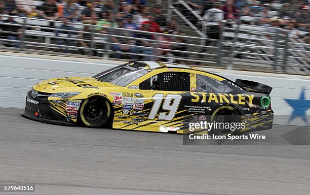 Carl Edwards, driver of the Stanley Racing for a Miracle Toyota in turn 4 during the running of the NASCAR Sprint Cup Series Duck Commander 500 at...