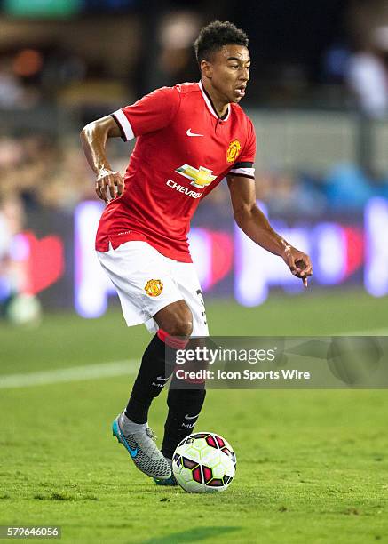 Manchester United midfielder Jesse Lingard gets possession, during the International Champions Cup soccer game between the San Jose Earthquakes and...