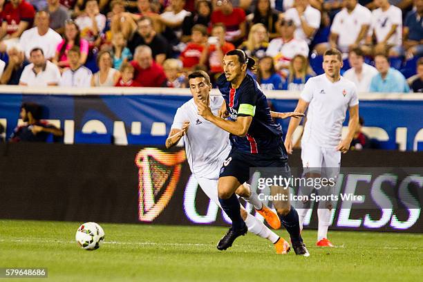 Paris Saint-Germain forward Zlatan Ibrahimovic chases after the ball during the International Champions Cup featuring Paris Saint-Germain versus...