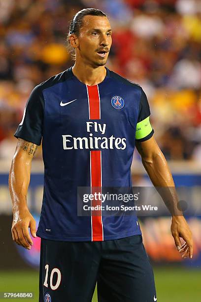 Paris St. Germain forward Zlatan Ibrahimovic during the first half of the International Champions Cup Game between the Paris St. Germain and AC...