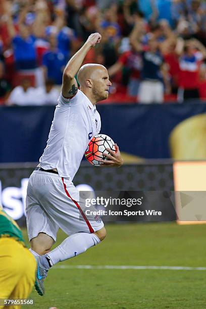 Michael Bradley during the CONCACAF Gold Cup Semi-final between the USA Men's National Team and Jamaica at the Georgia Dome in Atlanta, Georgia....