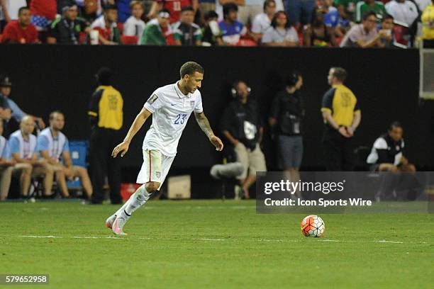 United States Defender Fabian Johnson during the CONCACAF Gold Cup semifinal match between the United States and Jamaica at the Georgia Dome in...
