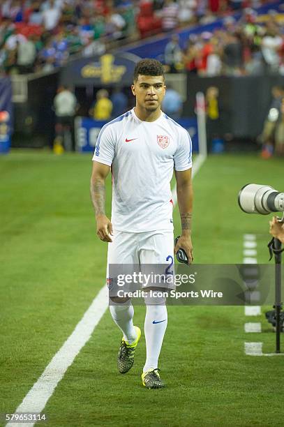 United States Midfielder DeAndre Yedlin before the CONCACAF Gold Cup semifinal match between the United States and Jamaica at the Georgia Dome in...