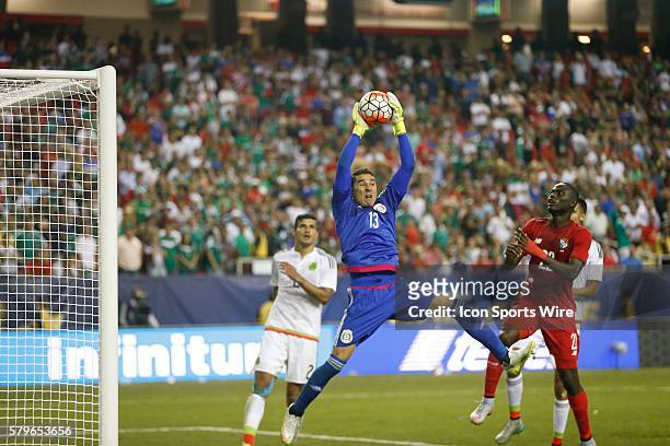 Mexico Goal Keeper Guillermo Ochoa with a late save during the CONCACAF Gold Cup Semi-final between the Mexico National Team and Panama at the...