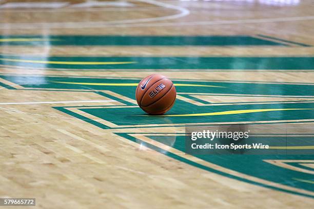 Nike basketball rests at half court after the game between the UAB Blazers and the UTSA Roadrunners. UAB defeated UTSA by the score of 104-82 at...